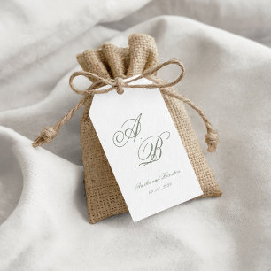 Formale, gedämpfte, salbeigrüne Monogramm-Skript-H Geschenkanhänger