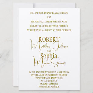Formale goldene Hochzeitseinladung im Smoking-Stil Einladung