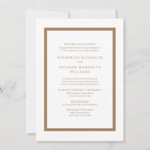Formale goldene und weiße Hochzeitseinladung Einladung