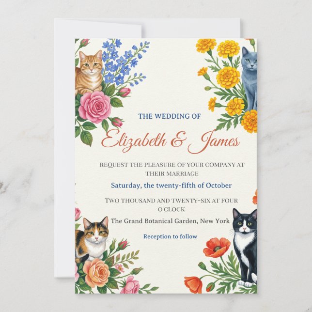 Formale Hochzeit Elizabeth & James Einladung (Vorderseite)