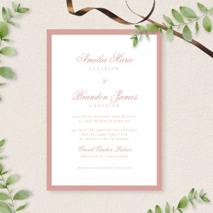 Formale Hochzeit mit Dusty Rose-Rahmen und Script- Einladung