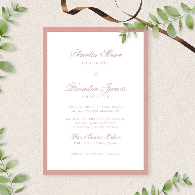Formale Hochzeit mit Dusty Rose-Rahmen und Script- Einladung (Von Creator hochgeladen)