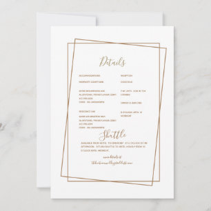 Formale Hochzeitsdetails in goldenem Text Einladung