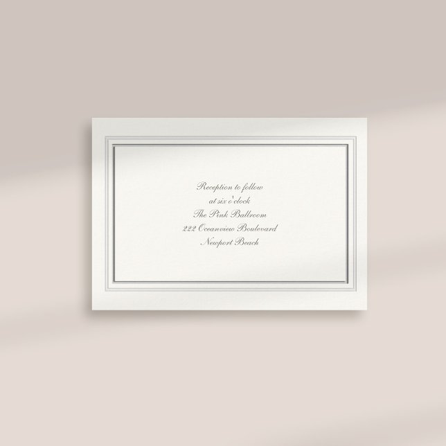 Formale Imitate mit Rahmen Pearl Empfang Hochzeit Begleitkarte (formal traditional elegant calligraphy wedding reception card faux embossed frame pearl classic)