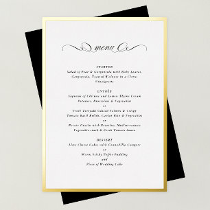 Formale Kalligrafie Goldfolie Rahmen Hochzeitsmenü Folieneinladung