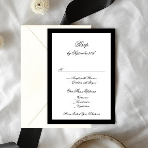 Formale Kalligrafie Schwarz Gerahmt Classic Hochze RSVP Karte
