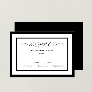 Formale Kalligrafie Schwarz Gerahmt Classic Hochze RSVP Karte