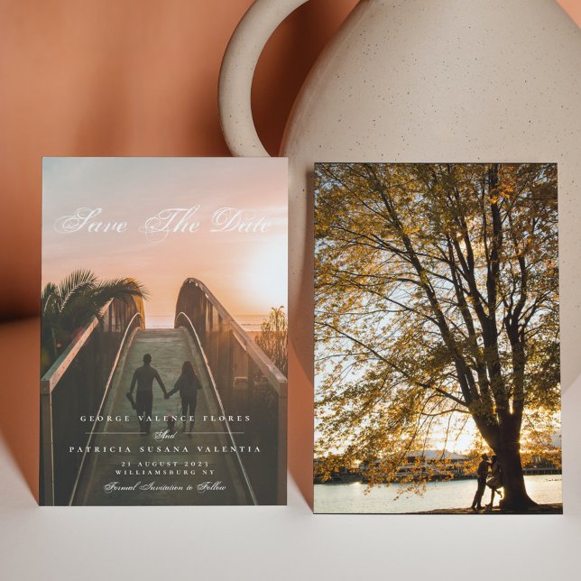 Formale Kalligraphie Elegantes Multi-Foto Save The Date (Von Creator hochgeladen)