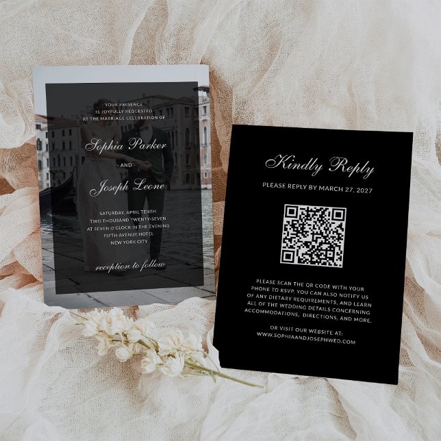 Formale klassische dunkle Überlagerung QR-Code-Fot Einladung (Von Creator hochgeladen)