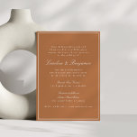 Formale klassische Grenzskripte Hochzeit Terrakott Einladung<br><div class="desc">Formale klassische klassische Schrift Elegante Hochzeit Einladung mit schmalen Grenzen und Online-UAWG in Terracotta mit weißem Text</div>