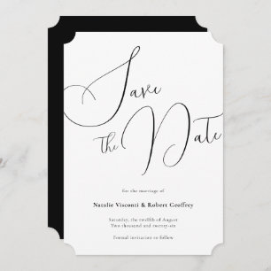 Formale klassische Schwarze Kalligrafie-Hochzeit Save The Date
