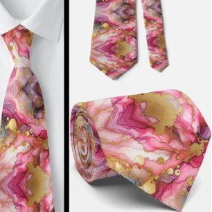 Formale Krawatte Marmor Rosa & Gold