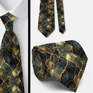 Formale Krawatte Marmor Schwarz & Gold