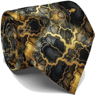 Formale Luxus-Krawatte Marmor-Schwarz & Gold Krawatte