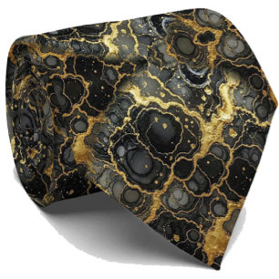 Formale Luxus-Krawatte Marmor-Schwarz & Gold Krawatte