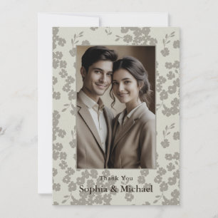 Formale moderne florale Hochzeit Danksagungskarte  Dankeskarte