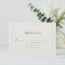 Formale moderne klassische elegante Creme-Hochzeit RSVP Karte