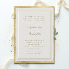 Formale moderne klassische elegante goldene Ecru-H Einladung
