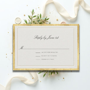 Formale moderne klassische elegante goldene Ecru-H RSVP Karte