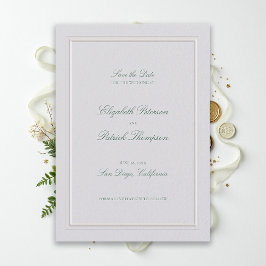 Formale moderne klassische elegante grüne Hochzeit Save The Date