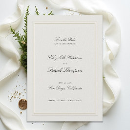 Formale moderne klassische elegante Rahmen Ecru Ho Save The Date