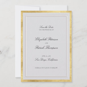 Formale moderne klassische falsche Gold-Elfenbein- Save The Date