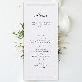 Formale moderne klassische Hochzeit mit erhabener Menükarte