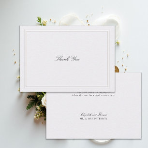 Formale moderne klassische Hochzeit mit erhöhter P Dankeskarte