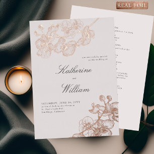 Formale moderne klassische Orchideen Hochzeit Alle Folieneinladung