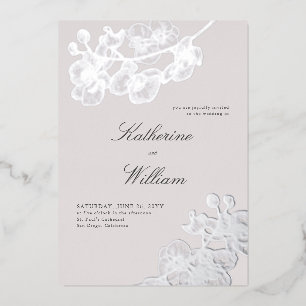 Formale moderne klassische Orchideen Smoking-Hochz Folieneinladung