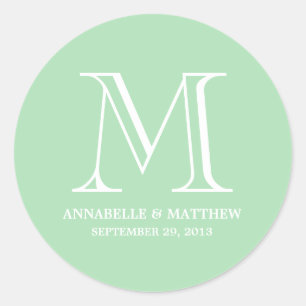 Formale Monogramm-Gastgeschenk Hochzeit Runder Aufkleber