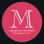 Formale Monogramm-Gastgeschenk Hochzeit Runder Aufkleber<br><div class="desc">Andere Farben in unserem Shop!</div>