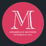 Formale Monogramm-Gastgeschenk Hochzeit Runder Aufkleber<br><div class="desc">Andere Farben in unserem Shop!</div>
