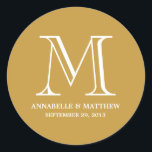 Formale Monogramm-Gastgeschenk Hochzeit Runder Aufkleber<br><div class="desc">Andere Farben in unserem Shop erhältlich!</div>