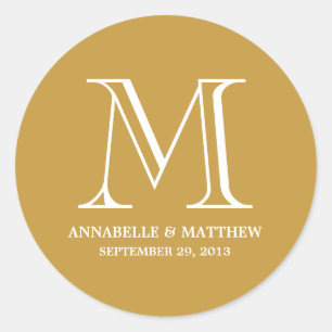 Formale Monogramm-Gastgeschenk Hochzeit Runder Aufkleber