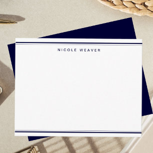 Formale Navy-Blau-Zwei-Rahmen-Monogramm-Korrespond Mitteilungskarte