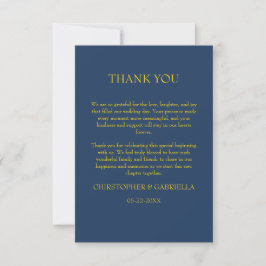 Formale Navy- und Gold-Hochzeit Dankeskarte