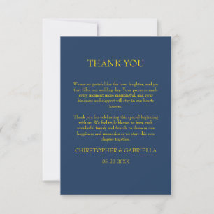 Formale Navy- und Gold-Hochzeit Dankeskarte
