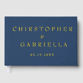 Formale Navy- und Gold-Hochzeit Gästebuch