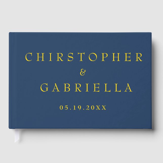Formale Navy- und Gold-Hochzeit Gästebuch (Vorderseite)
