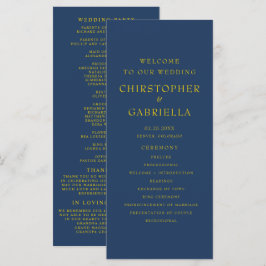 Formale Navy- und Gold-Hochzeit Programm