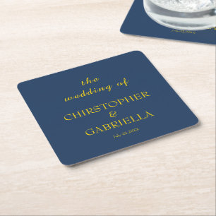 Formale Navy- und Gold-Hochzeit Rechteckiger Pappuntersetzer