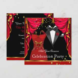 Formale Party Eleganter Smoking Rotes Kleid Ereign Einladung