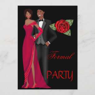 Formale Party Gold Schwarz Rot Kleid Black Tie Einladung