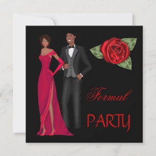 Formale Party Gold Schwarz Rot Kleid Black Tie Einladung