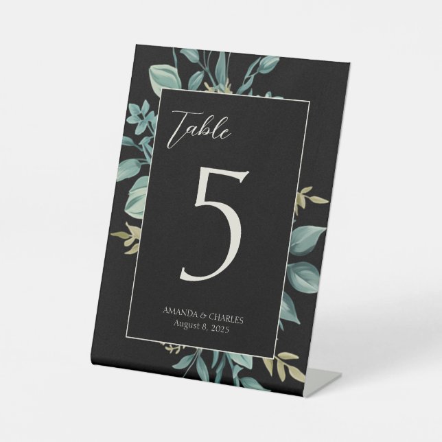 Formale Personalisierte Tischnummer Sockelschild (Vorderseite)