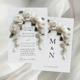 Formale romantische Häkelweiße Rosen Bogen Hochzei Einladung