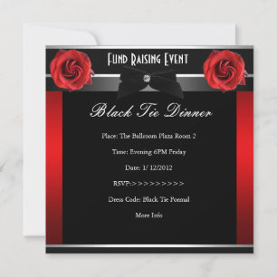 Formale rote Rose Schwarz Binder Firmeneinladung Einladung