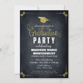 Formale Schwarz/Gold-Gaduation-Party Einladung