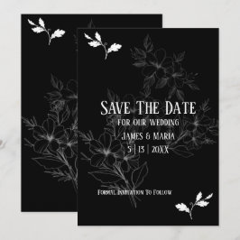 Formale Schwarz/Weiß-Flachkarte Save the Date